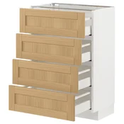METOD / MAXIMERA Podni element 4 fronta/4 fioke, bela/Forsbacka hrastovina, 60x37 cm