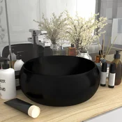 Luksuzni okrugli umivaonik mat crni 40 x 15 cm keramicki