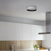 FARO BARCELONA Stropna svetilka LED Shoku, bela/črna, aluminij/PMMA, O 35 cm - Dnevna soba/jedilnica - Sodobni