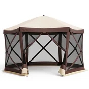 Costway Pop-up paviljon za 4-6 oseb 300x258x230 cm s 6 mrežami proti komarjem in zadrgo na vratih
