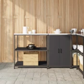 vidaXL Kuhinjski set za shranjevanje 2 pcs Črna 150 x 50 x 92 cm