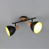 Reality Leuchten Stropna svetilka Delume, črna, dolžina 49 cm, 2-delna. Kovina/les - Dnevna soba/jedilnica - Skandinavski - črna mat, les