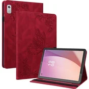 GS Ovitek za Lenovo Tab M9, reža za denarnico in pisalo, metuljčki, rdeč