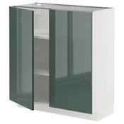 METOD Podni element s policama/2 vrata, bela/Kallarp tamna sivozelena visokog sjaja, 80x37 cm
