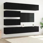 Set TV komoda Zidne 6 pcs Crni hrast Konstruirano drvo