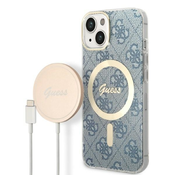 Guess originalna maska + punjač za iPhone 15/14/13 6.1 GUBPP14SH4EACSB 4G Print MagSafe plava