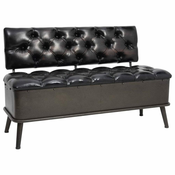 Greatstore Klop za shranjevanje z naslonjalom 110 cm črno umetno usnje