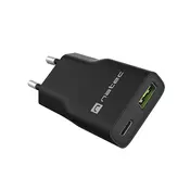 NATEC USB CHARGER RIBERA GAN SLIM USB-A USB-C 20W