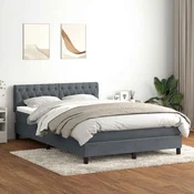 vidaXL Box spring posteljni z vzmetnico LED temno siv 160x210 cm žamet