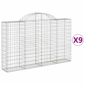 Vidaxl Obokane gabion košare 9 kosov 200x30x120/140cm pocinkano železo