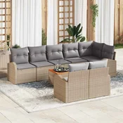 vidaXL vidaXL Vrtna sedežna garnitura 9 pcs Bež poli ratan, (5000146379)