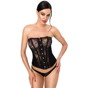 Noir Handmade F406 One More Kiss Lace & Powerwetlook Corset Black L