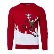 Moški božični pulover z jelenom Drunk Reindeer rdeča