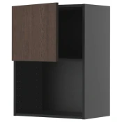 METOD Zidni element za mikrotalasnu, Crnosiva/Sinarp smeda, 60x80 cm