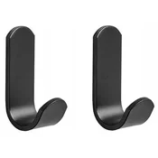 shumee Samolepilni kopalniški obešalnik, 2 kosa, črn loft, 17 mm