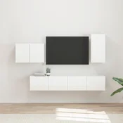 Set zidnog ormarica za TV Zidne 4 pcs Visoki sjaj bijela