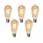 Komplet 5 E27 zatemnitvenih LED žarnic ST64 zlata 5W 450 lm 2700K