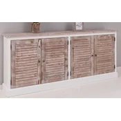 Casa Padrino country style sideboard white/natural 209 x 37 x H. 90 cm - Solid wood cabinet with 4 doors - Solid wood furniture - Dining room furniture - Country style furniture