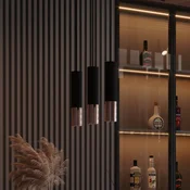 SOLLUX LIGHTING Visoka svetilka Thalassa, črna/bakrena, 45 cm, 3-žarilna, GU10 - Dnevna soba/jedilnica - Sodobni - črna, bakrena - Kovina