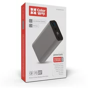 ColorWay powerbank/ 20 000 mAh/ 2x USB QC3.0/ USB-C Power Delivery 20W/ osvetlitev/ LED/ Micro-USB/ siva