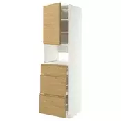 METOD / MAXIMERA Visoki element za ugradb uredaje, bijela/Voxtorp efekt hrasta, 60x60x220 cm
