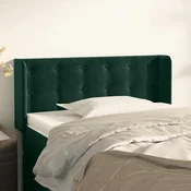Vidaxl Vzglavje z ušesi temno zeleno 93x16x78/88 cm žamet