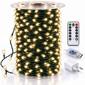 Lučke za božično drevo 1000 LED žic 100 m toplo bela daljinski upravljalnik časovnik USB