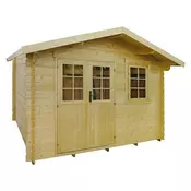 BAUHAUS drvena kućica (3.66x3.5m, debljina stijenke: 28mm, boja: Natur, dvostrešni krov)