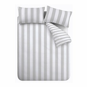 Bela/siva posteljnina za zakonsko posteljo 200x200 cm Cove Stripe – Catherine Lansfield