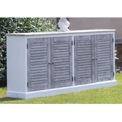 Casa Padrino country style sideboard white/gray 209 x 37 x H. 90 cm - Solid wood cabinet with 4 doors - Solid wood furniture - Dining room furniture - Country style furniture