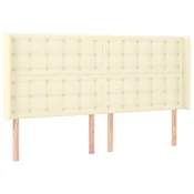 Vidaxl Vzglavje z ušesi krem 203x16x118/128 cm umetno usnje