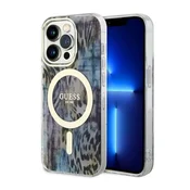 Guess Etui Guess Leopard MagSafe za iPhone 14 Pro Max - modro