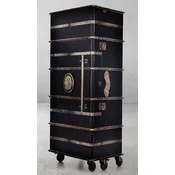 Casa Padrino luxury bar cabinet with wheels antique black 73.5 x 54 x H. 173.5 cm - Suitcase cabinet in retro look - Retro style wine cabinet - Bar furniture - Luxury furniture