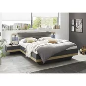 Hom`in POSTELJNA GARNITURA 180 cmx200 cm , tekstil, leseni material grafit, hrast