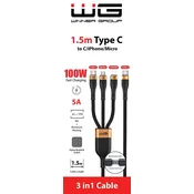 Winner Group - USB kabl 3u1 USB-C / Lightning, USB-C i Micro USB, 100 W, 1,5 m, crna