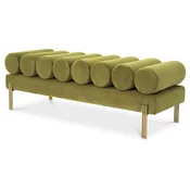Casa Padrino luxury velvet bench vintage green/brass 130 x 45 x H. 42 cm - Living room bench - Bedroom bench - Living room furniture - Bedroom furniture - Luxury furniture - Luxury furnishings