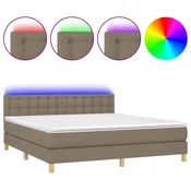 vidaXL vidaXL Box spring postelja z vzmetnico LED taupe 180x200 cm blago, (20901727)