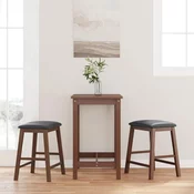 shumee vidaXL Bar stoli z blazinami 2 kosa Brown Solid Wood Rubber