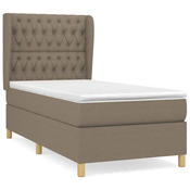 Greatstore Box spring postelja z vzmetnico taupe 100x200 cm blago