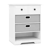 Northix Komoda s 4 predali in odprtimi policami 58x42x75 cm bela