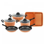 Herzberg HG-04838 set bakrenog posuda s neprianjajucim premazom, 9 dijelova