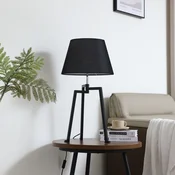 Namizna svetilka Lucande Amona, črna, tekstil, 69 cm, stativ - Dnevna soba/jedilnica - črna, bela - Kovina