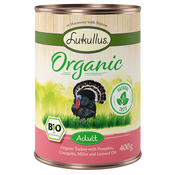 Ekonomično pakiranje Lukullus Organic 24 x 400 g Adult puretina s tikviom (bez glutena)