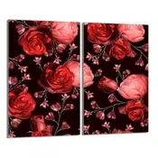 shumee Steklena zaščita za kuhalno ploščo 2x30x52 Roses