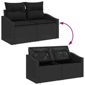 Sjedeća garnitura za vrt 8 kom. Crna poliratan 288,5 x 123,5 x 85 cm