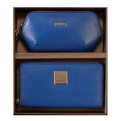 Princ Leather Ženski poklon set novcanik i neseser, Plavi