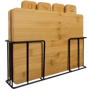 Northio Komplet bambusovih desk za rezanje s stojalom - 4 kosi