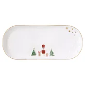 Porcelain platter, with embossed design, 34.5 x 15 cm, Let it Snow -