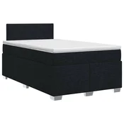 vidaXL Postelja boxspring z vzmetnico Črna 120 x 200 cm Blago