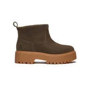 Timberland za ženske. TB0A283GW011 Zeleni usnjeni gležnjarji Stone Street (38 W), 3 do 5 cm, Priložnostno, Zelena